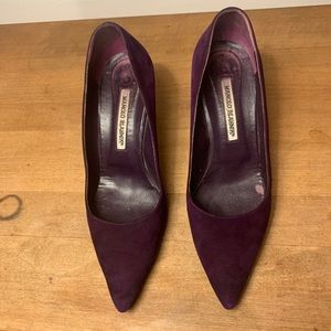 Manolo Blahnik Purple Suede Heels